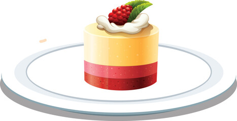 vector illustration of a cake on a plate 