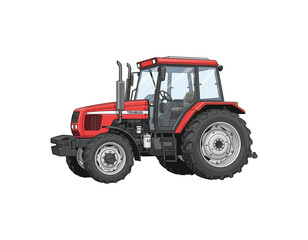 Obraz premium Red Farm Tractor Vector Illustration Detailed Agricultural Vehicle for Farming and Rural Scene Design