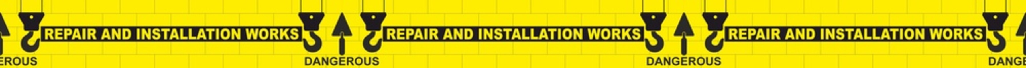 Yellow and black warning tape for repair and installation work