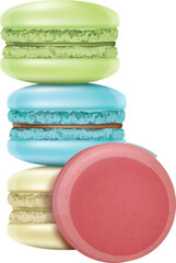 colorful macaroons on white background