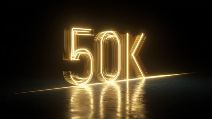 Glowing Golden Neon Number Symbol 500 K Light isolated on a transparent background