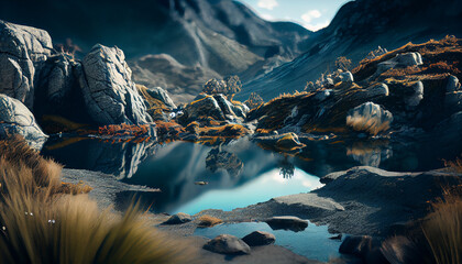 Nature beauty captured tranquil scene mountain peak reflection 