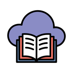 Cloud Learning Icon Representing Online Education and Knowledge Storage
