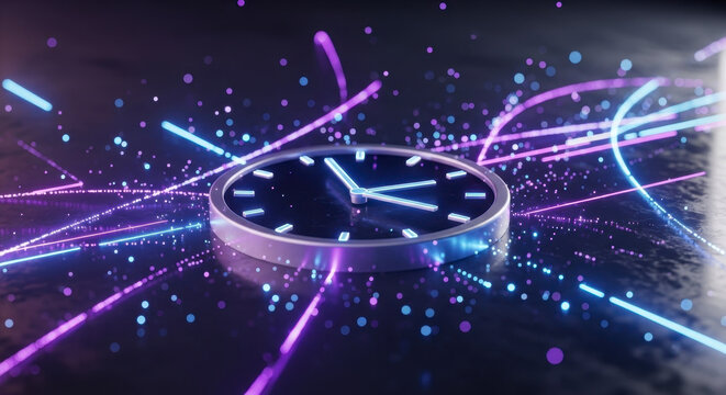 Abstract Digital Clock Representing The Passage of Time and Technology