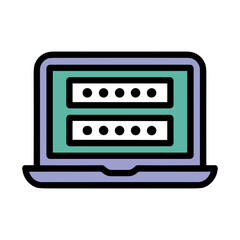 Laptop Security Icon Showing Password Protection and Online Privacy