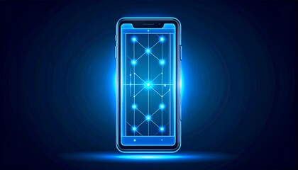 Futuristic Smartphone Technology: Digital Network on Screen