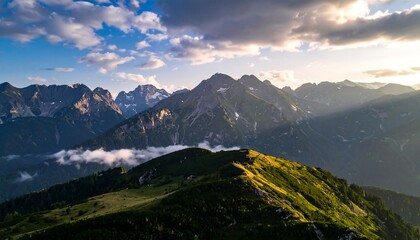 Obraz premium Mountain vista at sunset (1)