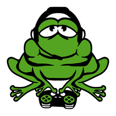 Obraz premium Frog Gamer Nerd gaming controller console game fun