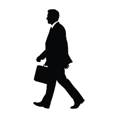 A businessman walking with a briefcase a striking black silhouette