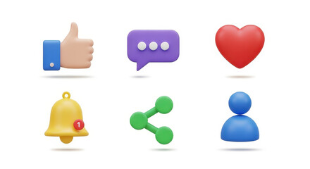 Social Media Engagement Icons for Online Interaction and Content Sharing