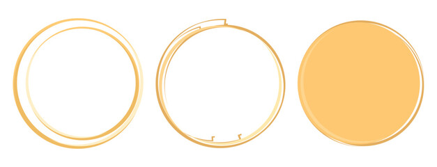 Gold circle signs set isolated on white background vector.