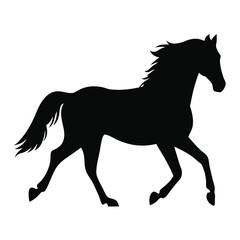 Majestic black silhouette of a horse in full gallop