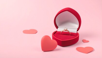 Romantic heart-shaped jewelry box with ring