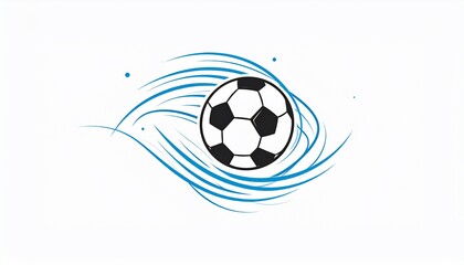Obraz premium Dynamic Soccer Ball Design: Abstract Blue Swirls and Motion