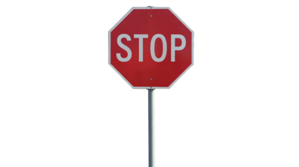 Road safety stop sign alerts drivers and pedestrians to halt for traffic control