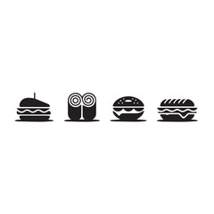 Minimalist Fast Food and Deli Sandwich Icon Collection