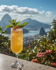 Aperitif with Citrus Slices and Mint, Overlooking Rio de Janeiro and Sugarloaf Mountain