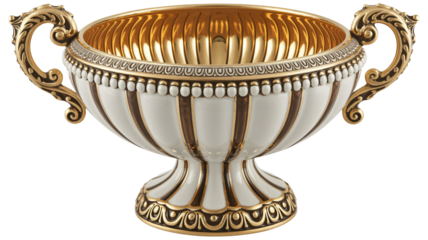 Elegant decorative bowl with gold trim adds a luxurious touch to any design project.