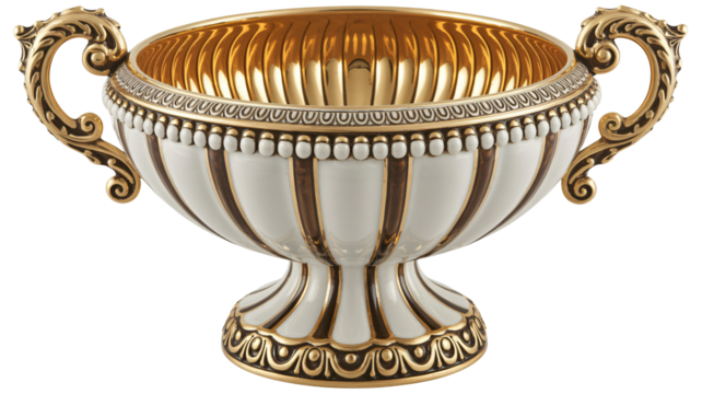 Elegant decorative bowl with gold trim adds a luxurious touch to any design project.