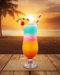 mixed cocktail on the beach