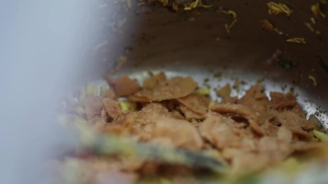 Delicious Indian street food, Bhelpuri or Sevpuri.