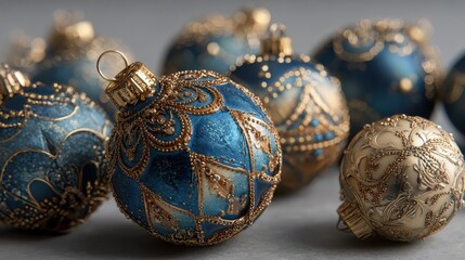 blue and golden christmas balls decorations  xmas new year