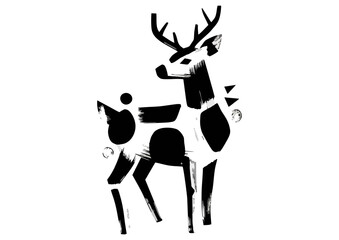 Fototapeta premium Young fawn smiling and playful with sparkle effect on white background