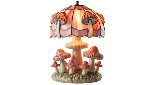 Whimsical mushroom lamp casts a soft, ambient glow in a charming, fantasy-inspired design