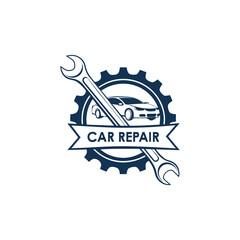 Minimalist car repair vector logo for car servicing centre