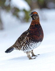Grouse in snowy landscape