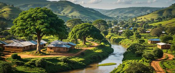 A vibrantly flourishing African village