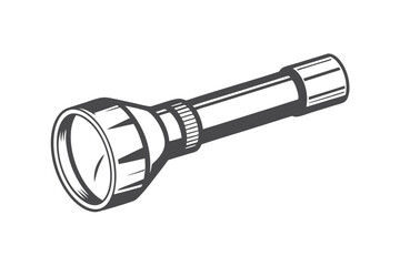 Simple shaded rendition displays a handheld flashlight on a plain white background