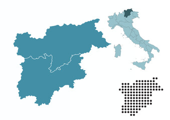 Obraz premium Set maps of Trentino-Alto Adige/Südtirol province