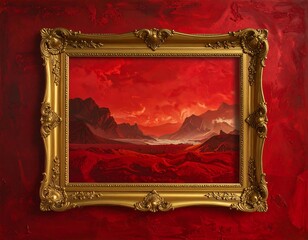 Crimson Canvas in Ornate Frame