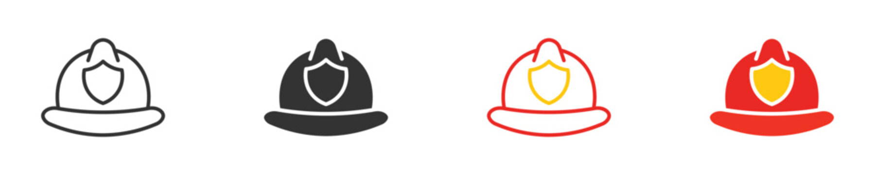 Firefighter hat  icon set, Fireman helmet icon symbol, Protective firefighter helmet. vector illustration . 