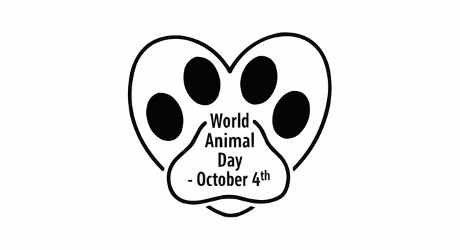 World animal day  world animal day october fourth paw print heart vector illustration for animal lovers and pet adoption events vector
