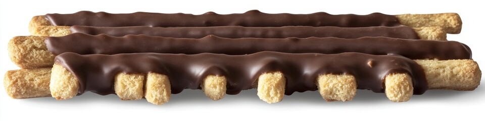 Indulge in decadent chocolate-dipped biscuit fingers, a perfect sweet treat for any occasion or delightful snack.