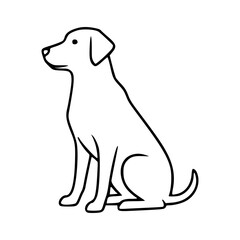 Fototapeta premium A simple line drawing of a dog sitting patiently. The dog is in a relaxed pose, with its tail slightly curled
