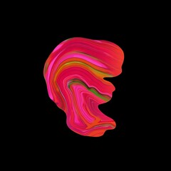 Abstract liquid shape with vibrant colors against a black background art