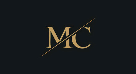 Elegant MC Logo Design with Diagonal Line Minimalist Style for Brand Identity