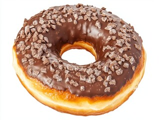 Indulge in this decadent chocolate-glazed donut, perfectly topped with crunchy sprinkles for a delightful sweet treat experience.