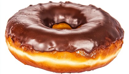 Indulgent chocolate glazed donut, a tempting sweet treat perfect for breakfast, dessert, or a delightful snack craving satisfaction
