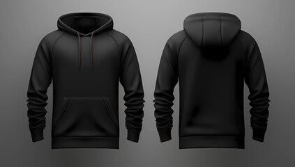 Black hoodie with sleeves mock up