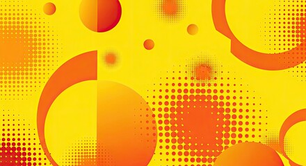 Abstract background with yellow and orange circles and halftone patterns creating a vibrant design