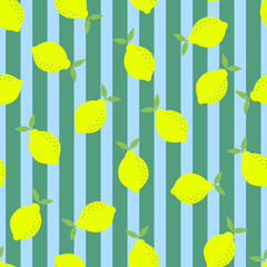 Lemon citrus vector pattern. Botanical vector illustration. Summer background. Floral design.	

