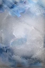 Selbstklebende Fototapeten Farben Im Wasser Smoke Soft focus blue glass with frozen ice. Abstract natural blur wet background.  © Liliia