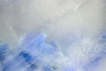 Selbstklebende Fototapeten Farben Im Wasser Smoke soft focus blue glass with frozen ice. Abstract natural blur wet background.  © Liliia