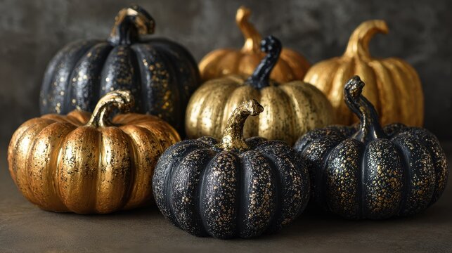gold and black pumpkins holiday decor