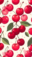 Vibrant cherry pattern on a light background