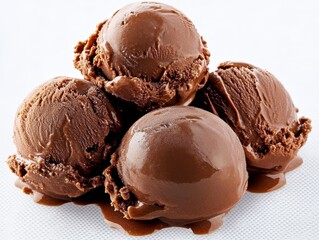 Indulge in rich, creamy chocolate ice cream scoops piled high, a decadent treat perfect for summer desserts and sweet cravings